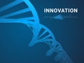 Abstract modern business background depicting innovation in shape of a DNA double helix on blue background