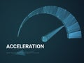 Abstract modern business background vector depicting acceleration with lines in shape of a speedometer on blue background Royalty Free Stock Photo