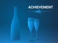 Abstract modern business background vector depicting achievement in shape of a champagne wine with two glasses on blue background Royalty Free Stock Photo