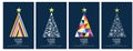 Abstract modern christmas tree cards set. Corporate calendar cover