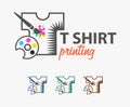 Abstract modern colored vector logo template of t-shirt printing.