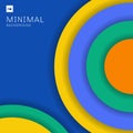 Abstract modern colorful circles overlapping with shadow on blue background minimal style Royalty Free Stock Photo