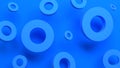 Abstract modern composition with blue tubes cylinders on blue background. 3d rendering Royalty Free Stock Photo