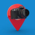 Abstract Modern Digital Photo Camera with Target Pin Pointer. 3d Rendering Royalty Free Stock Photo