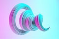 Abstract modern dynamic cyan and pink flowing curve swirl or twirl spiral shape lines on colored background Royalty Free Stock Photo