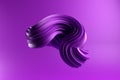 Abstract modern dynamic violet flowing curve swirl or twirl spiral shape lines on violet background