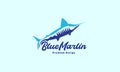 Abstract modern fish sea blue marlin logo design vector icon symbol illustration Royalty Free Stock Photo