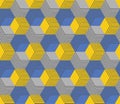 Seamless geometric hexagonal pattern in yellow and blue color Royalty Free Stock Photo