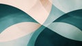 Abstract modern graphic design with teal green and beige translucent layers overlapping and blending, creating a flowing