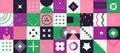 Abstract. Modern minimalistic trendy blocks with geometry forms, thin and bold symbols, primitive and basic symbols