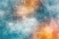 Abstract modern painting . Dry brush painted paper , canvas , wall . Colorful textured background in blue  and  orange tones Royalty Free Stock Photo