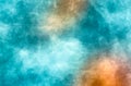 Abstract modern painting . Dry brush painted paper , canvas , wall . Colorful textured background in cyan  and  orange tones Royalty Free Stock Photo