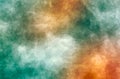 Abstract modern painting . Dry brush painted paper , canvas , wall . Colorful textured background in green  and  orange tones Royalty Free Stock Photo