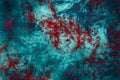 Abstract modern painting .Red paint splashes on blue background. Grunge texture Royalty Free Stock Photo