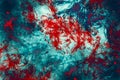 Abstract modern painting .Red paint splashes on blue background. Grunge texture Royalty Free Stock Photo