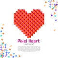 Abstract modern pixel background with love