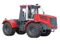 Abstract modern powerful red tractor isolated over white Royalty Free Stock Photo