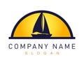 Abstract sail boat logo on a white background Royalty Free Stock Photo