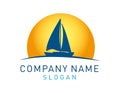 Abstract an modern sail boat logo on white background