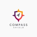 Abstract modern Shield and compass logo icon vector template