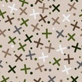 Abstract modern style seamless pattern. Crosses and circles. Repeating background for textile and cardboard packaging