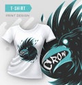 Abstract modern t-shirt print design with crow Royalty Free Stock Photo