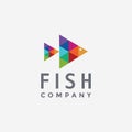 Abstract modern triangle colorful fish logo icon vector template