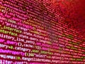 Abstract modern virtual computer script. Javascript functions, variables, objects. Php language and coding function developer. Royalty Free Stock Photo