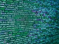 Abstract modern virtual computer script. Letters, chars, and digits. Computer code on laptop web developing. Developer working Royalty Free Stock Photo