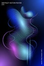 Abstract modern wavy poster. The energy of sound waves. Bright, fashionable music poster. Vector. Royalty Free Stock Photo