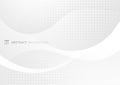 Abstract modern white and gray gradient curved shape with halftone dotted background design