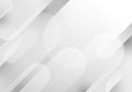 Abstract modern white and gray rounded stripes lines overlapping layered with halftone effect on clean background