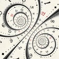 Abstract Modern white spiral clock background fractal. Twisted clock watch unusual abstract texture fractal. High resolution
