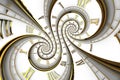Abstract modern white spiral clock dial. Infinite time concept. Royalty Free Stock Photo