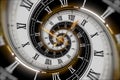 Abstract modern white spiral clock dial. Infinite time concept. Royalty Free Stock Photo