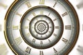 Abstract modern white spiral clock dial. Infinite time concept. Royalty Free Stock Photo