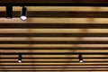 abstract modern wooden surface with lamps in modern interior.