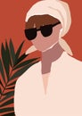 Abstract modern young woman with headscarf in sunglasses portrait silhouette