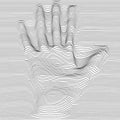 Abstract moire vector op art hand. Monochrome graphic black and white ornament.