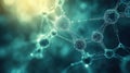 Abstract molecular connections in blue and green with glowing particles and blurred background effect Royalty Free Stock Photo