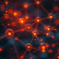 Abstract molecular network glowing red connections structure science technology innovation future digital art