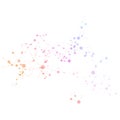 Abstract molecular network structure with gradient nodes and connecting lines in blue and purple tones Royalty Free Stock Photo