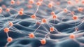 Abstract molecular network structure with interconnected nodes and fluid background representing nanotechnology and advanced Royalty Free Stock Photo