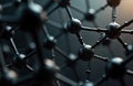 Abstract molecular structure in dark tone. Complex connections between atoms create network. Illustrates scientific concepts of