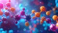 Abstract molecular structure with glowing colorful atoms and bokeh effect molecule Royalty Free Stock Photo