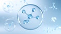 Abstract molecular structure inside a transparent bubble on a blue background Royalty Free Stock Photo