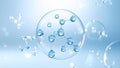 Abstract molecular structure inside a transparent bubble on a light blue background Royalty Free Stock Photo