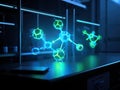 Abstract Molecular Structure on Lab Bench Royalty Free Stock Photo