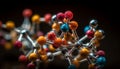 Abstract molecular structure shapes connection for futuristic biotechnology research generated by AI