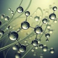 Abstract molecular structure with water droplets and nature elements abstract science art Royalty Free Stock Photo